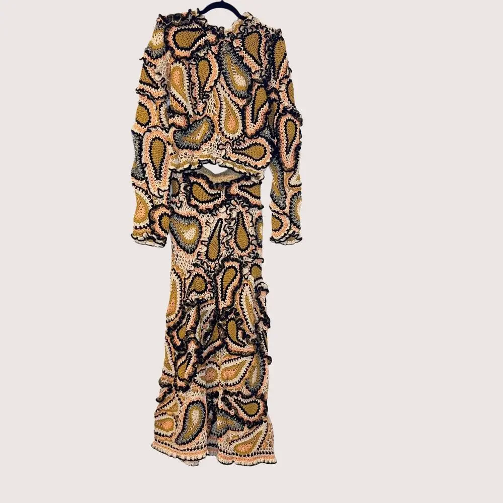 Ulla Johnson Crochet SET Sunara Top Ina Maxi Skirt XS NWT